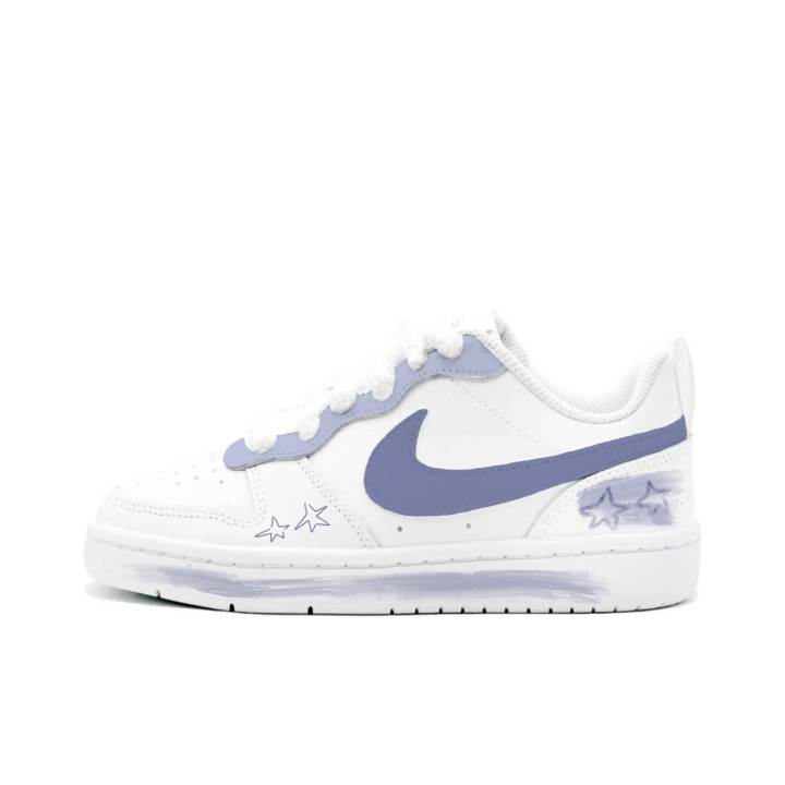 Nike Nike Court Borough 2 Dusty Blue Star Road, Kung Fu Rabbit Leather Cushioning Abrasion Resistant Slip Resistant Low top