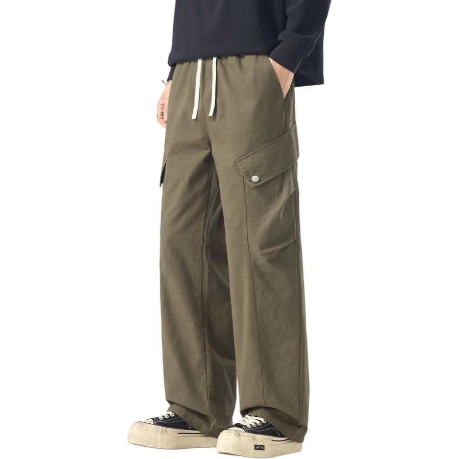 Tonlion Casual Pants Unisex Moderate Straight Fit Pants