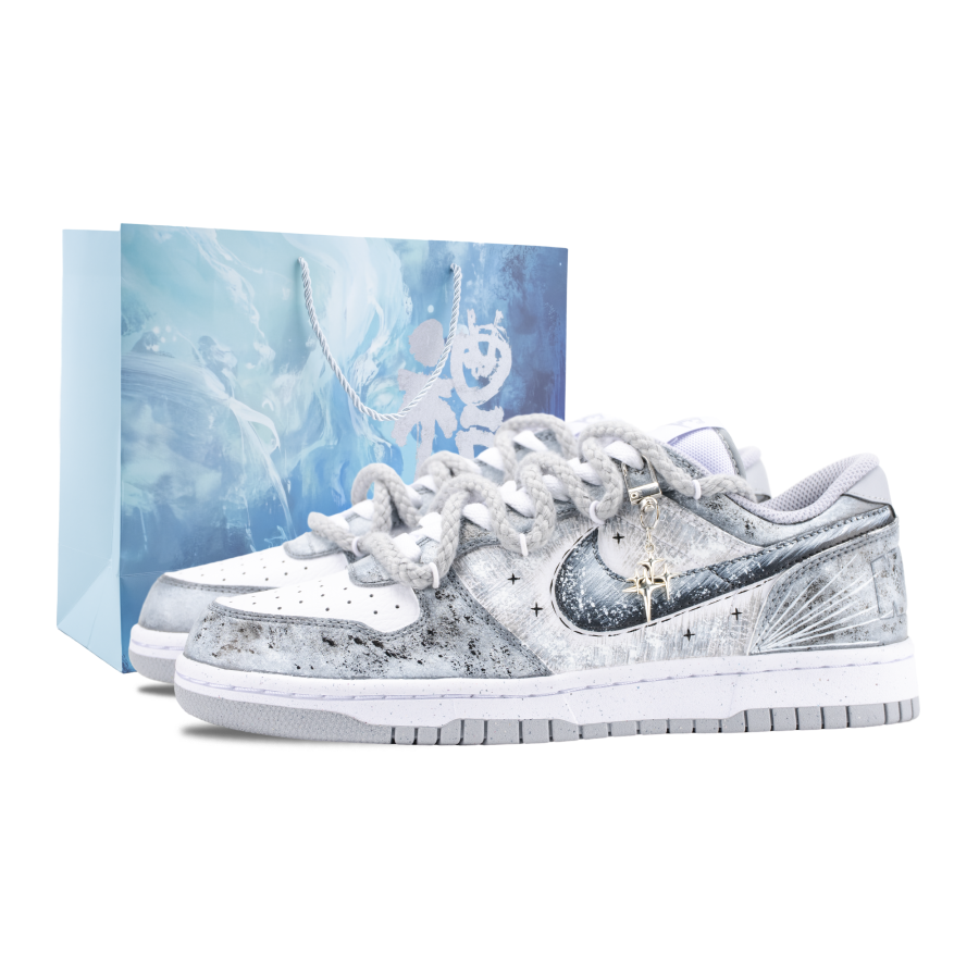 Nike Nike Big Moonlight Silver Sand Leather Abrasion Resistant Breathable Low top Skateboard Shoes Men's Gray White