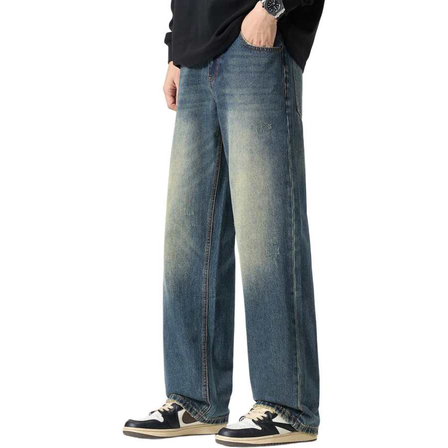 Tonlion Jeans Unisex Medium Blue Moderate Straight Fit Pants
