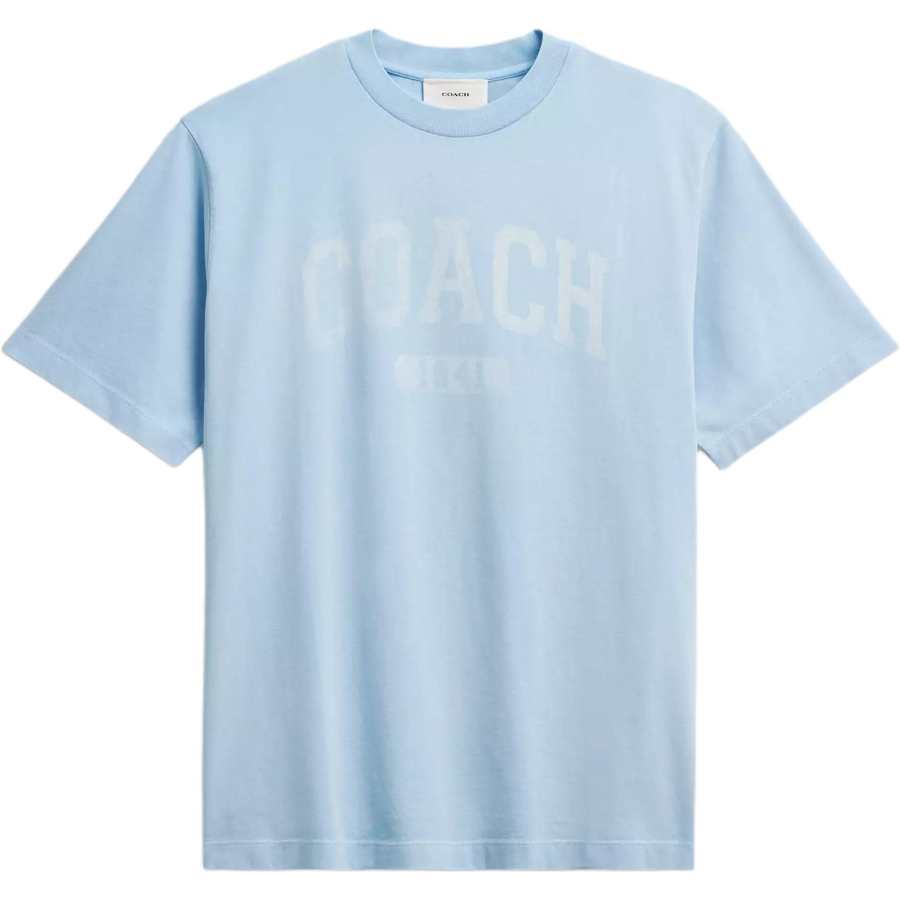 COACH COACH T Shirts Men's Sky Blue Crew Neck Moderate