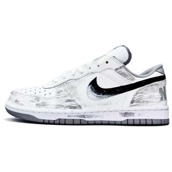 Nike Nike Big Moonlit Bend Leather Abrasion Resistant Lightweight Low top Skateboard Shoes Unisex Black White