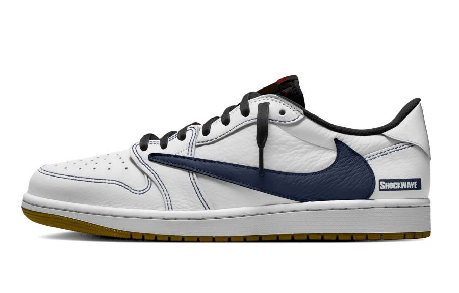 Jordan Jordan x Travis Scott Air Jordan 1 White Blue Lightning Fashion Trend Abrasion Resistant Low top