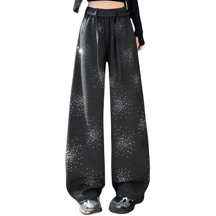 VENICEW Casual Pants Women's Moderate Wide Leg Pants