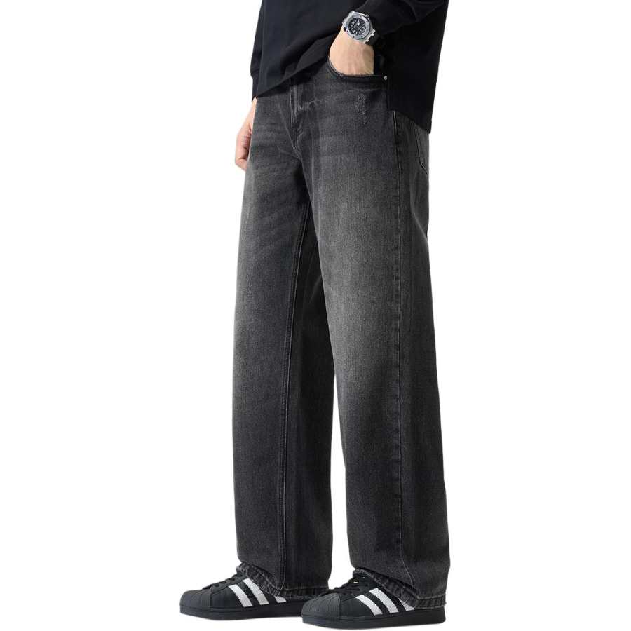 Tonlion Jeans Unisex Black Moderate Straight Fit Pants