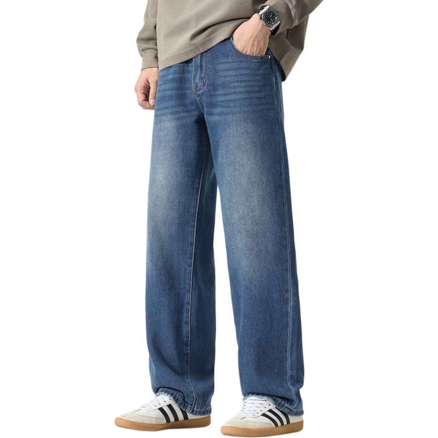 Tonlion Jeans Unisex Dark Blue Moderate Wide Leg Pants