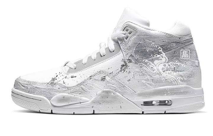 Nike Nike Flight Legacy Ink Trace Horse Silhouette Abrasion Resistant Slip Resistant Mid top Vintage Basketball Shoes Unisex