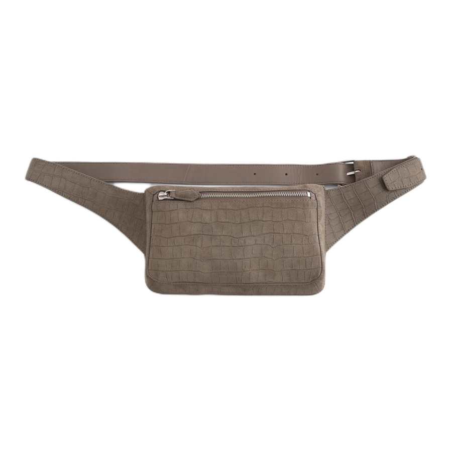 COS Suede Cow Split Leather Fanny Pack Unisex Elephant Gray
