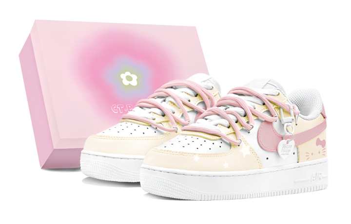 Nike Nike Air Force 1 Air Force 1 Low top Skateboard Shoes Women's Yellow Pink