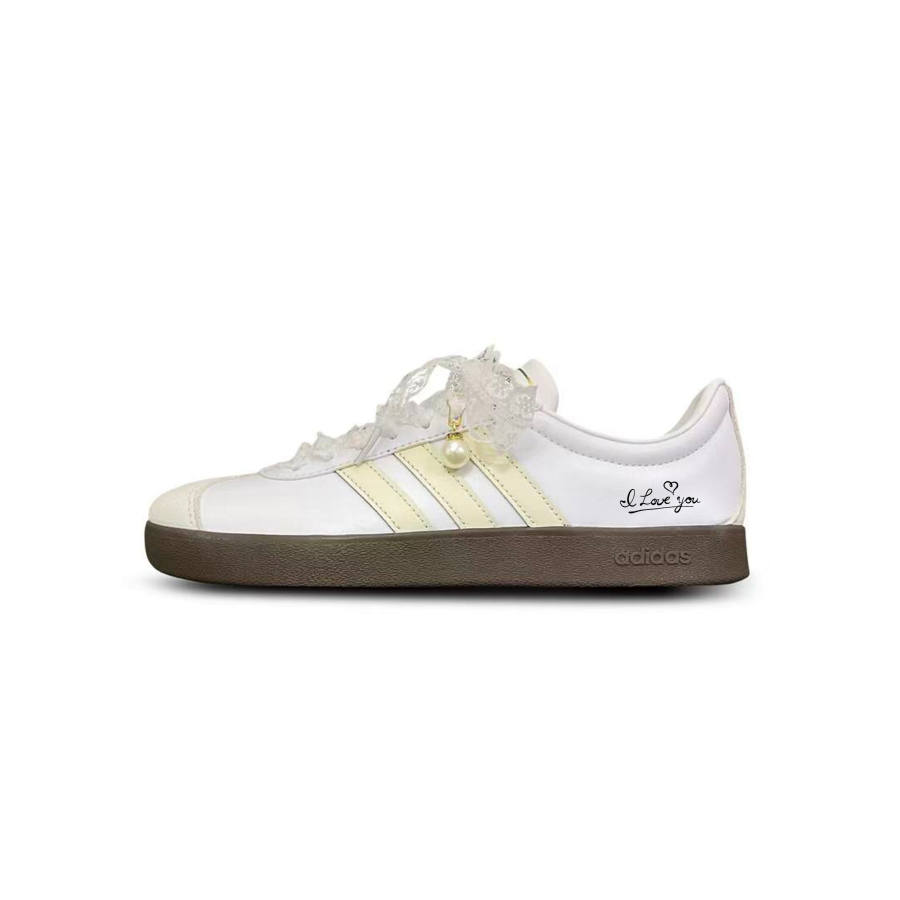 Adidas Adidas Vl Court Classic Ta Tu Alice Synthetic Leather Low top Skateboard Shoes Unisex Yellow White
