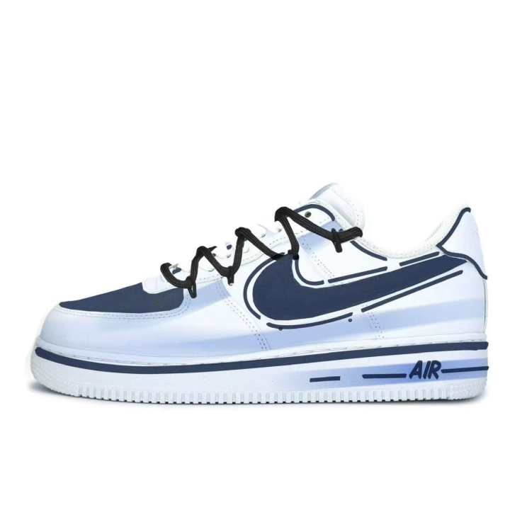 Nike Nike Air Force 1 Cushioning Abrasion Resistant Slip Resistant Low top Skateboard Shoes Unisex White Blue