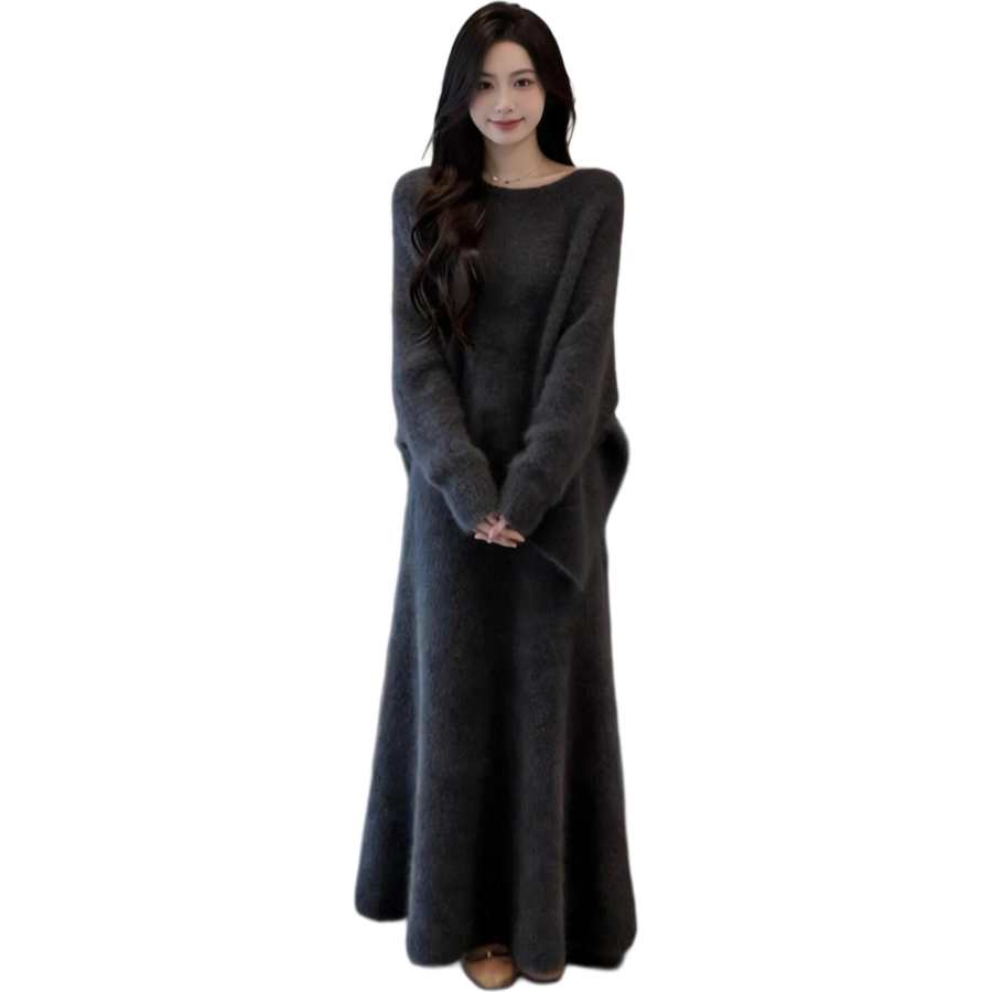 VENICEW Two Piece Skirt Sets Women's Crew Neck Moderate Long