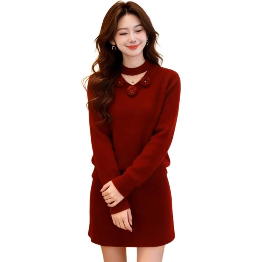 VENICEW Two Piece Skirt Sets Women's V Neck Moderate Short