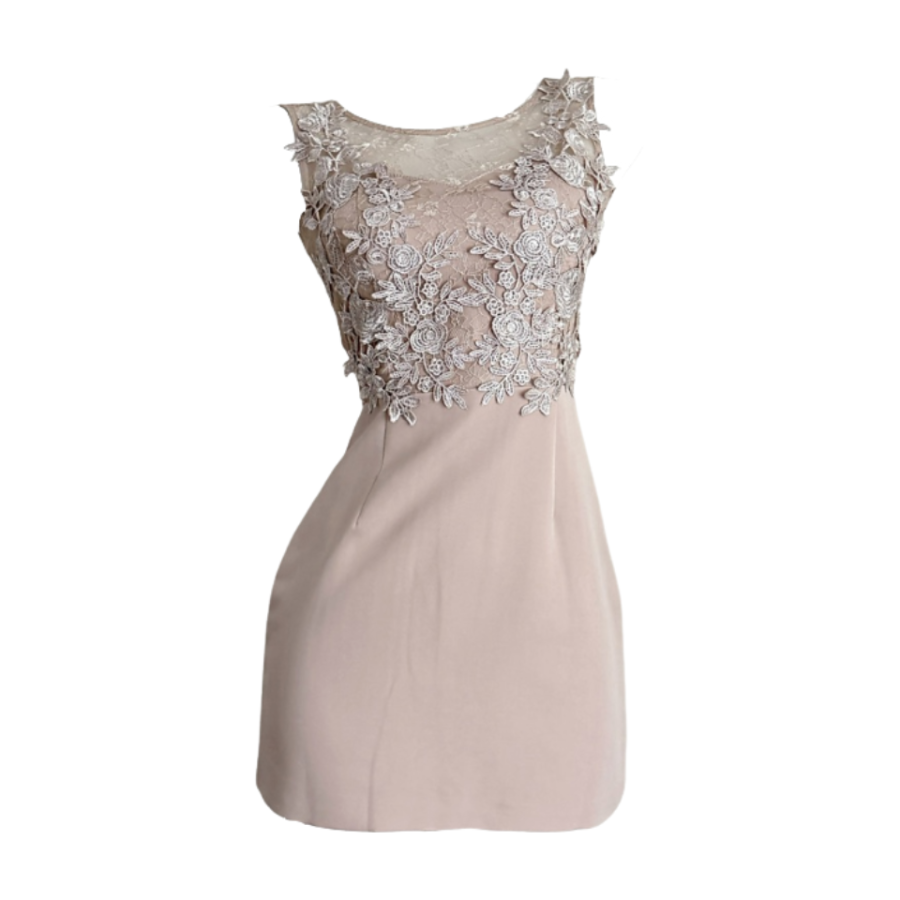 MTHE Sleeveless Dresses Women's Nude Pink Crew Neck Moderate Short