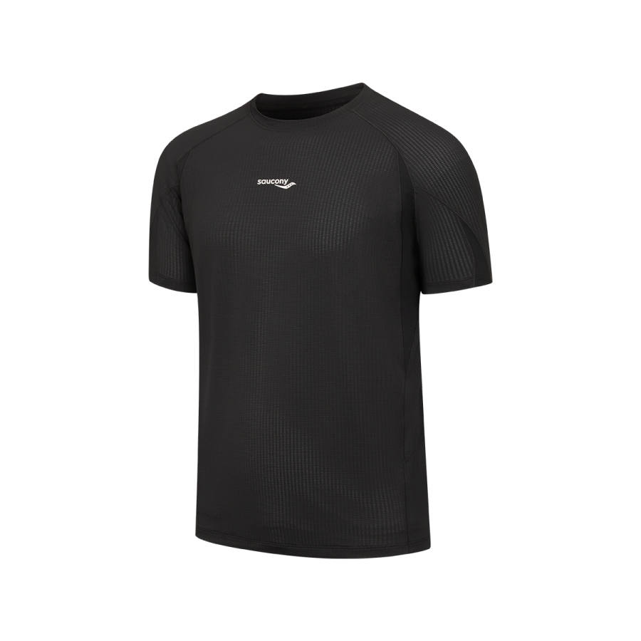 Saucony T Shirts Men's Jet Black Crew Neck Moderate