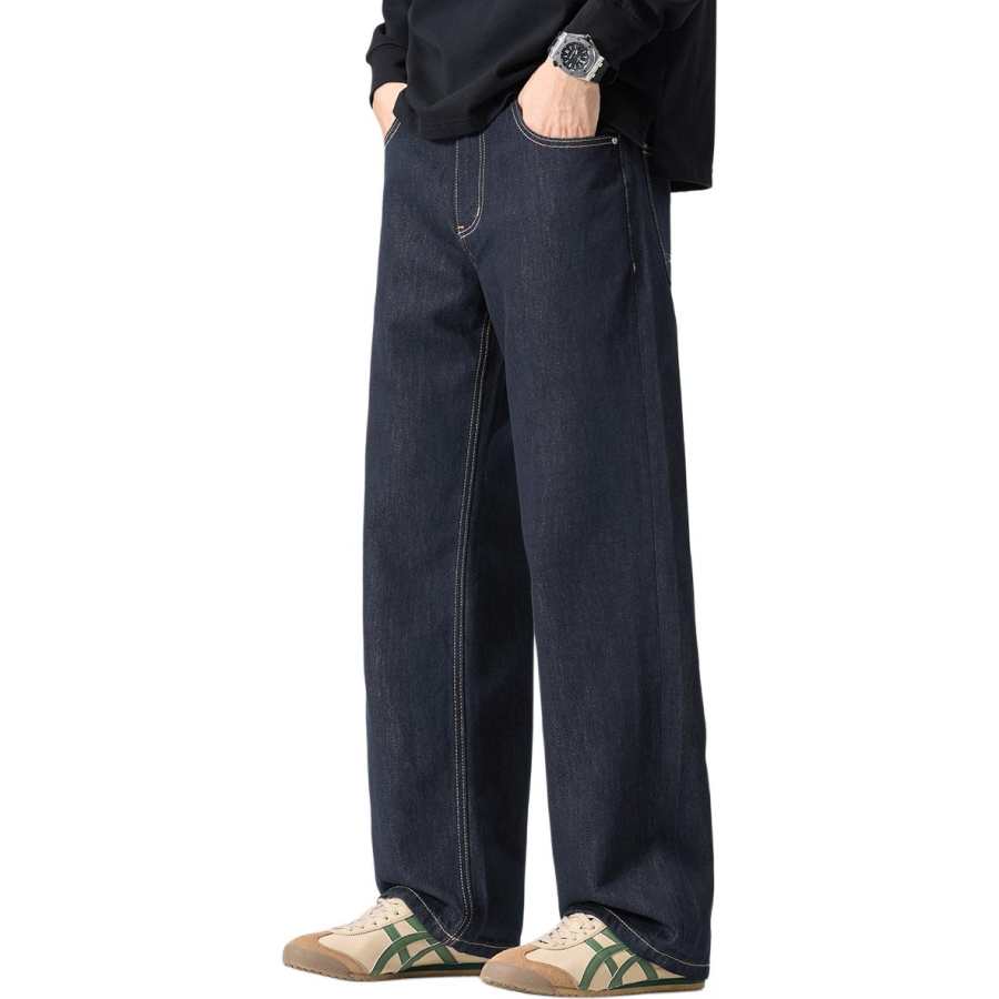 Tonlion Jeans Unisex Blue Tone Moderate Wide Leg Pants