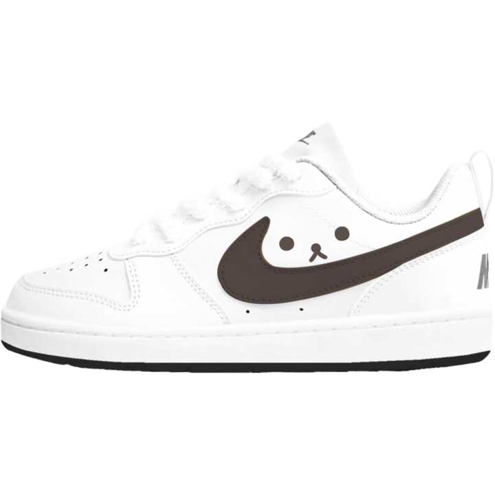 Nike Nike Court Borough Thin Chocolate Bear Synthetic Leather Cushioning Abrasion Resistant Low top Skateboard Shoes White