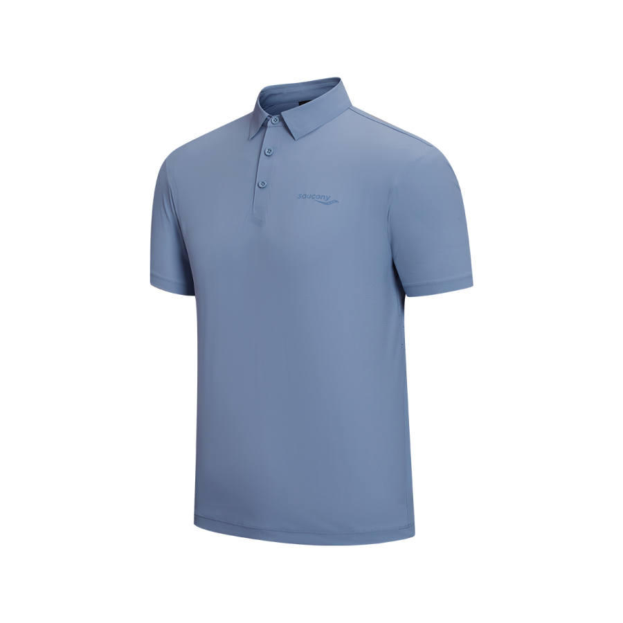 Saucony Polo Shirts Men's Berlin Blue Polo Collar Moderate Straight Fit