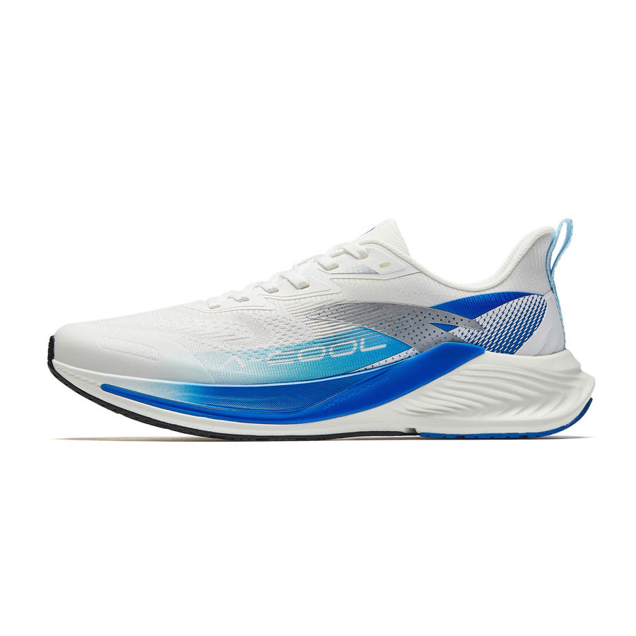 Anta Hydrogen Run Cool Textile, Rubber Low top Running Shoes Men's White Blue Silver