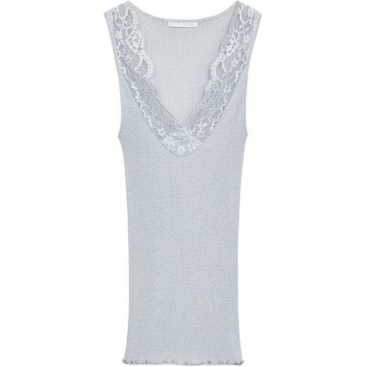 ZARA T Shirts Women's Gray Blue Crew Neck