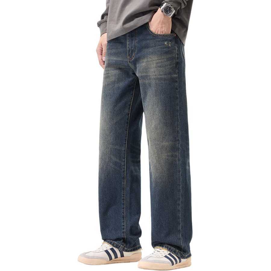 Tonlion Jeans Unisex Moderate Wide Leg Pants