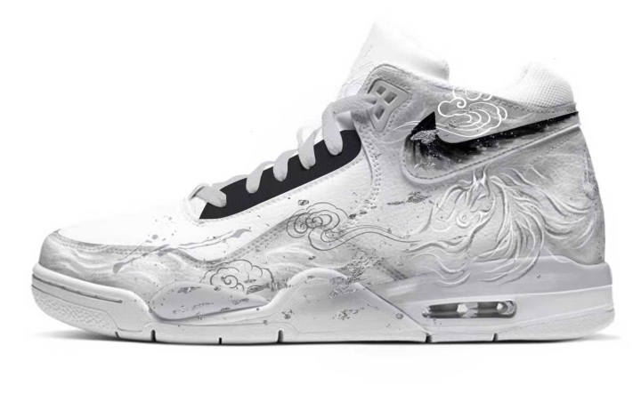Nike Nike Flight Legacy Plain Cloud Pattern Abrasion Resistant Slip Resistant Mid top Vintage Basketball Shoes Unisex