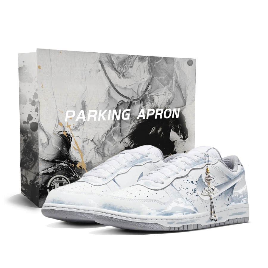 Nike Nike Big Cloud Wave Knit Shoe Leather Abrasion Resistant Breathable Low top Skateboard Shoes Men's White Blue
