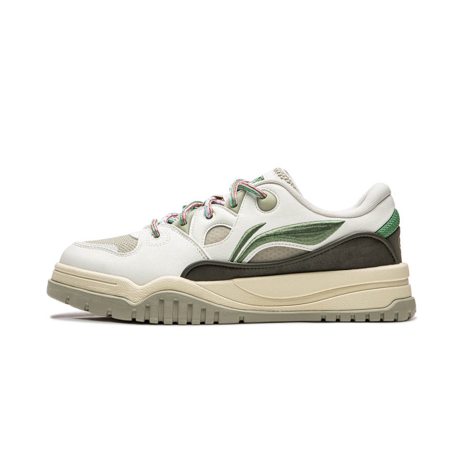 Li-Ning Li Ning Trendy Leap Slip Resistant, Abrasion Resistant, Breathable Low top Skateboard Shoes Men's White Gray Green