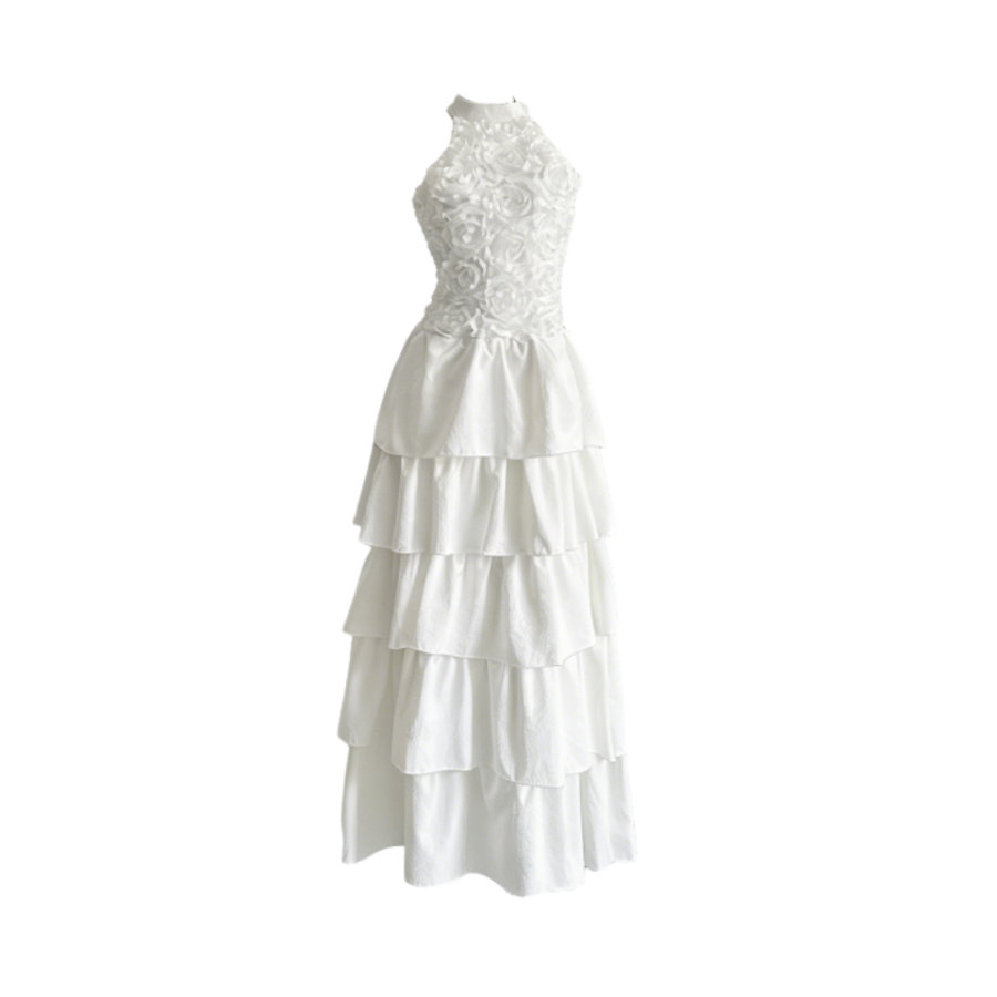 MTHE Sleeveless Dresses Women's White Moderate Long