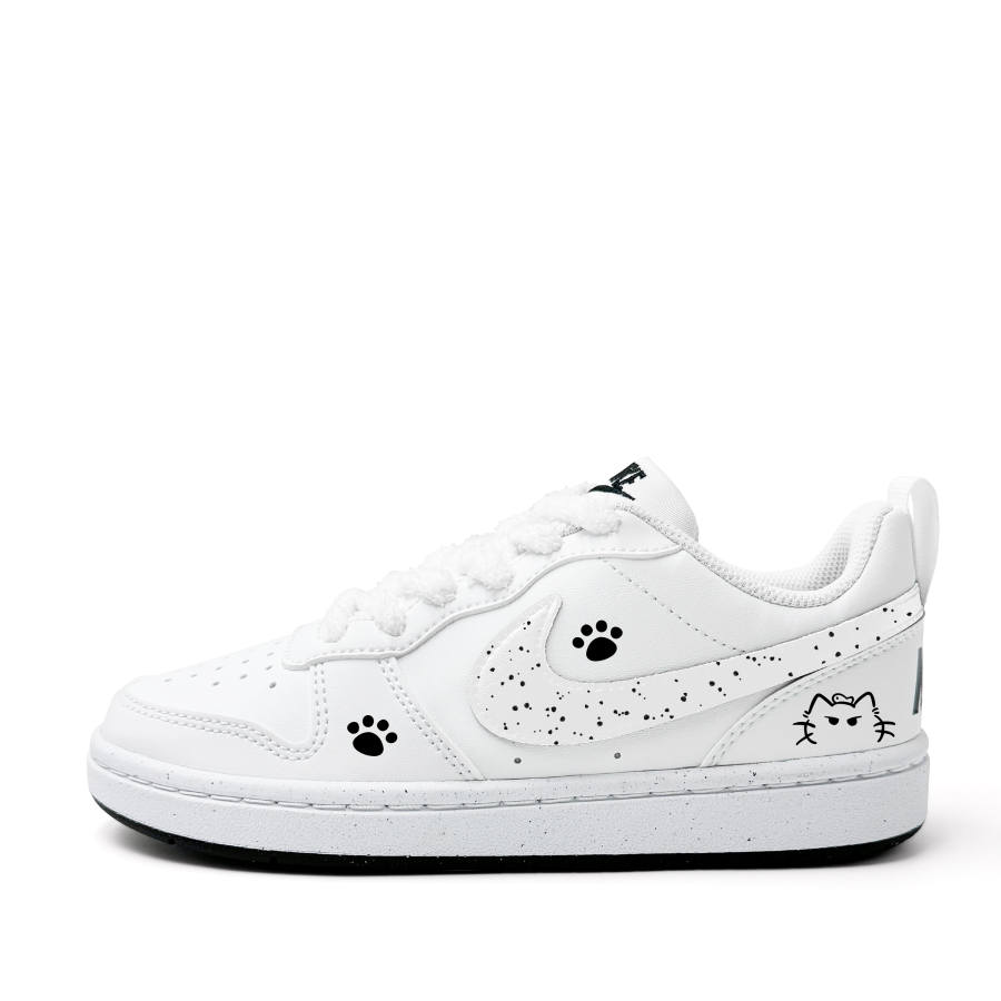 Nike Nike Court Borough Cathead Fish Synthetic Leather Abrasion Resistant Low top Kids' Skateboarding Shoes White Teenagers