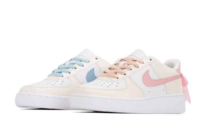 Nike Nike Air Force 1 Mismatched Blue Pink Slip Resistant Cushioning Abrasion Resistant Low top Kids' Skateboarding Shoes
