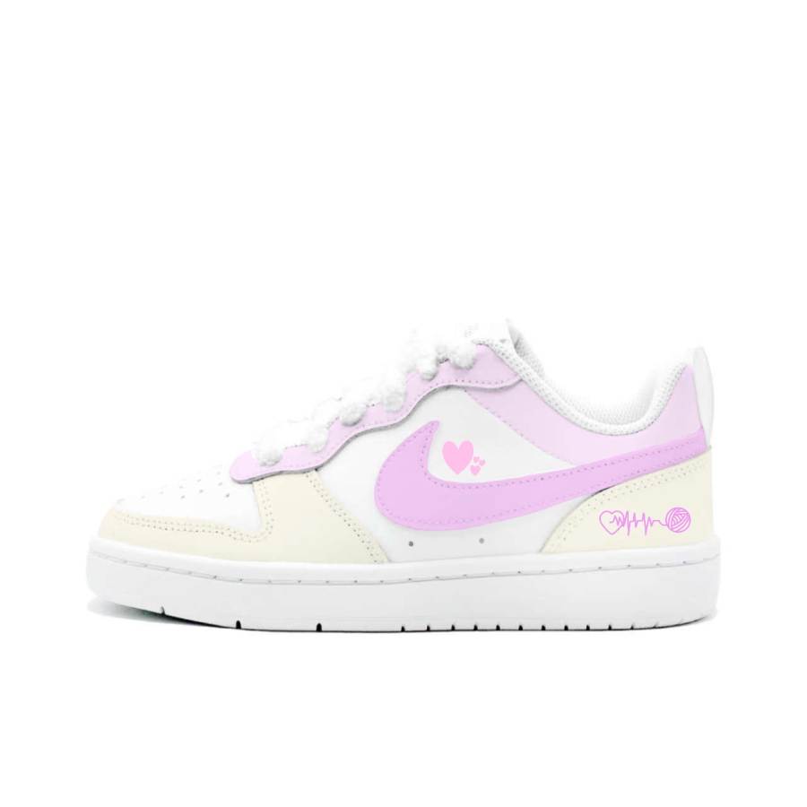 Nike Nike Court Borough 2 Pink Heart Weaving, Kung Fu Rabbit Leather Cushioning Abrasion Resistant Slip Resistant Low top
