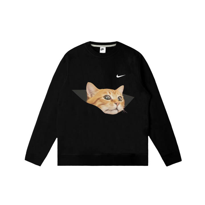 Nike Nike Club Sweatshirts Men's Black Crew Neck Moderate Regular