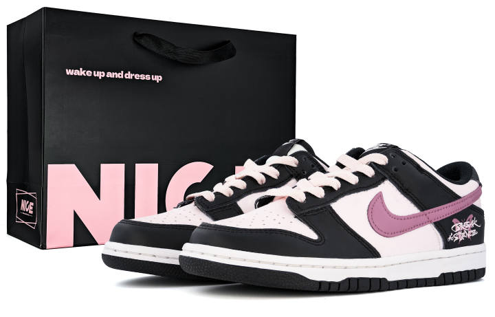 Nike Nike Dunk Berry Pink Slip Resistant Cushioning Low top Skateboard Shoes Women's Black Pink