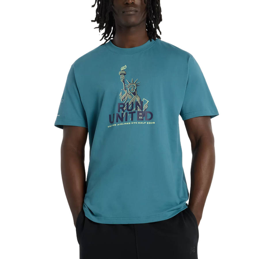 New Balance New Balance T Shirts Men's Big Blue Green Crew Neck Moderate