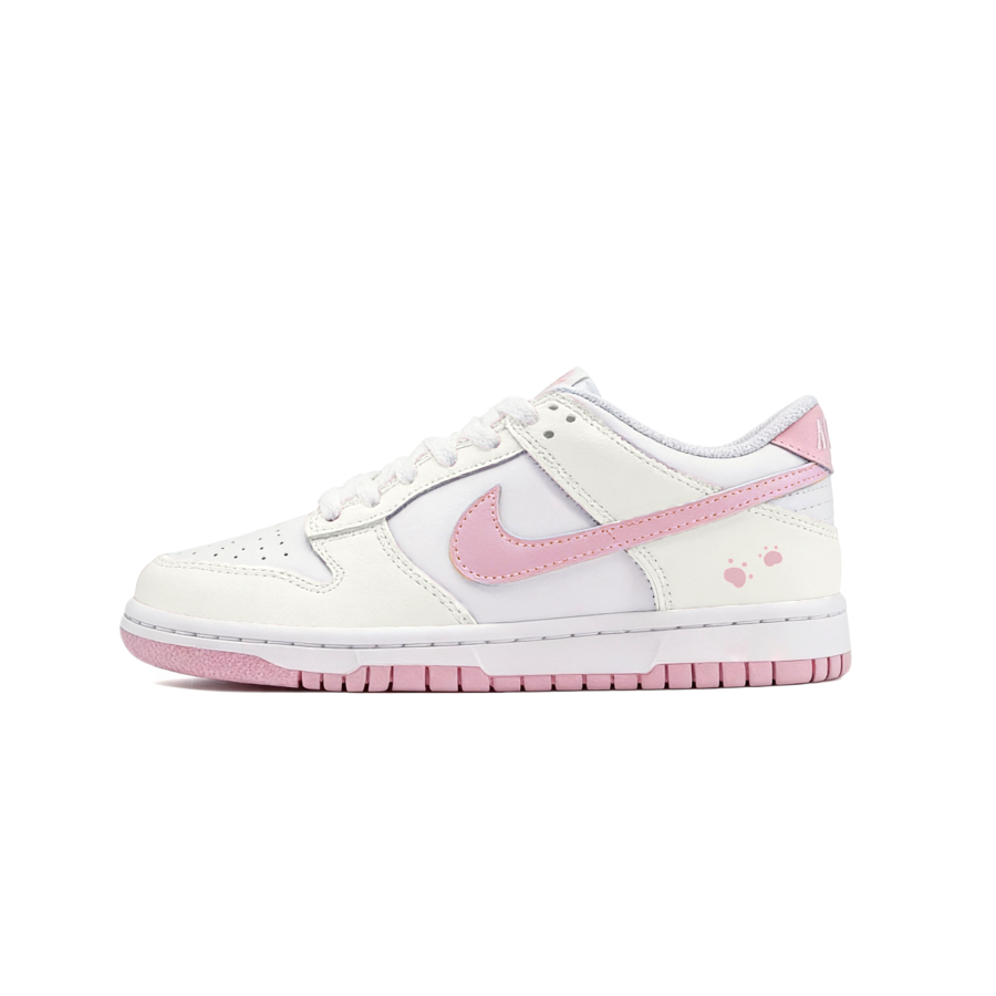 Nike Nike Dunk Butter Strawberry Leather Abrasion Resistant Low top Kids' Skateboarding Shoes Pink White Teenagers