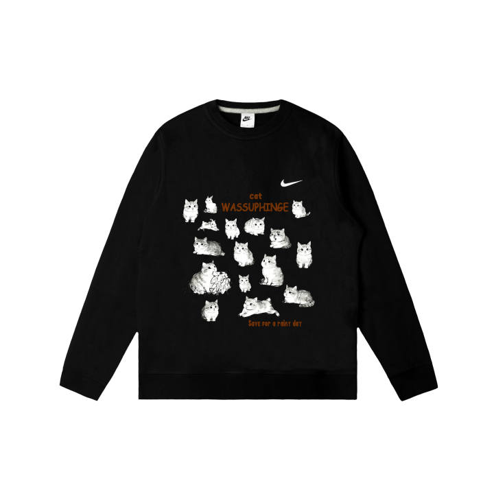 Nike Nike Club Sweatshirts Men's Black Crew Neck Moderate Regular