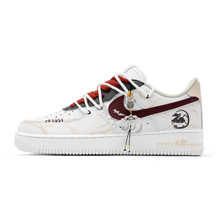 Nike Nike Air Force 1 White Screen With Red Seal Low top Basketball Shoes Unisex