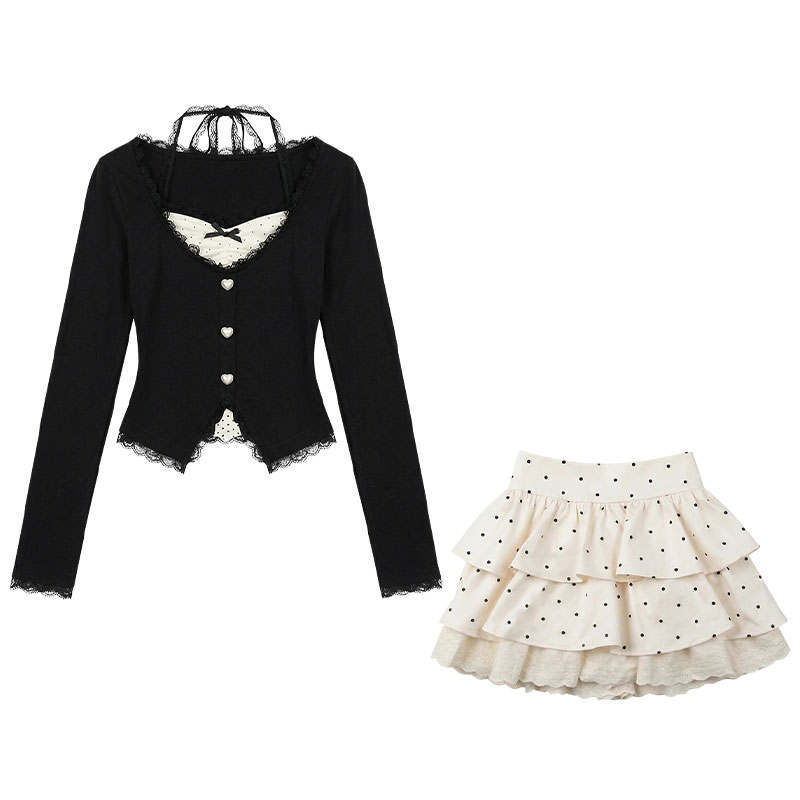 FABRIC PIG Two Piece Skirt Sets Women's Crew Neck Moderate
