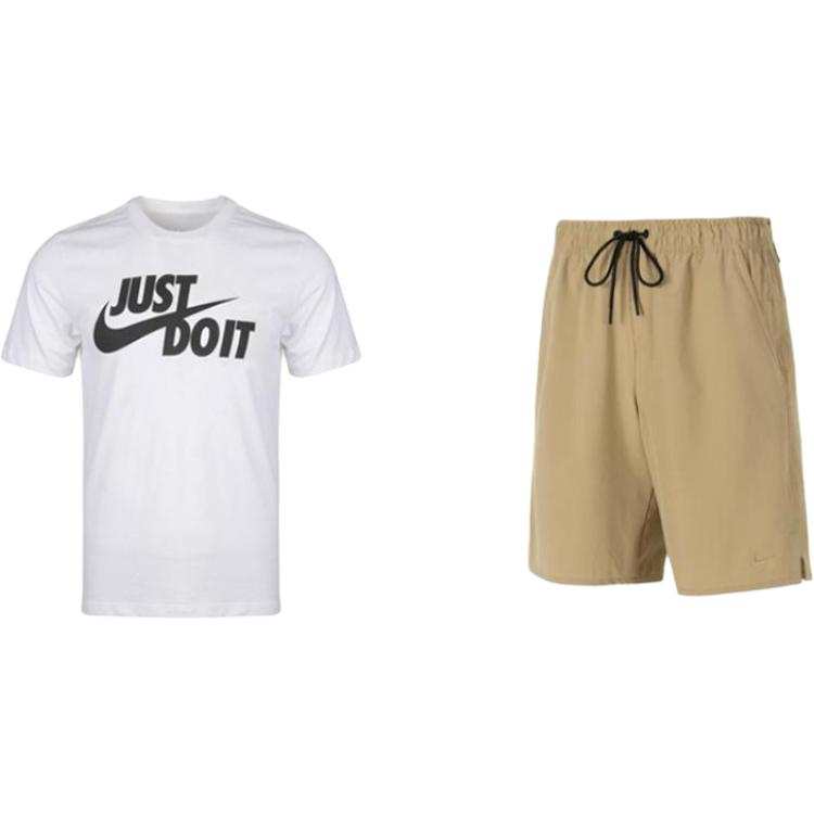 Nike Nike Casual Sportswear Men's White+Khaki Crew Neck Moderate