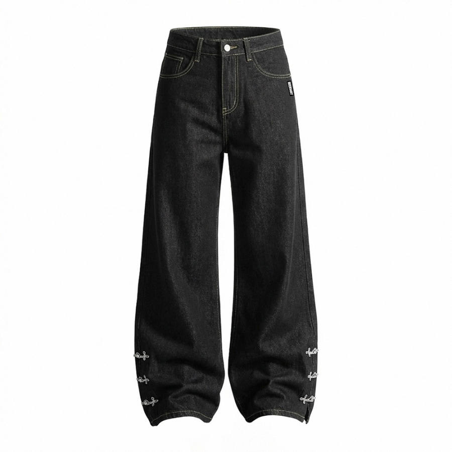 DEERWAY Jeans Unisex Black Moderate Straight Fit Pants