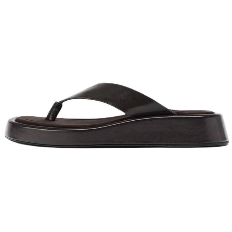 ZARA Plastic Sole Abrasion Resistant Flip Flops Women's Brown