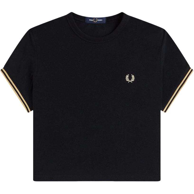 FRED PERRY T Shirts Women's Black BK V Crew Neck