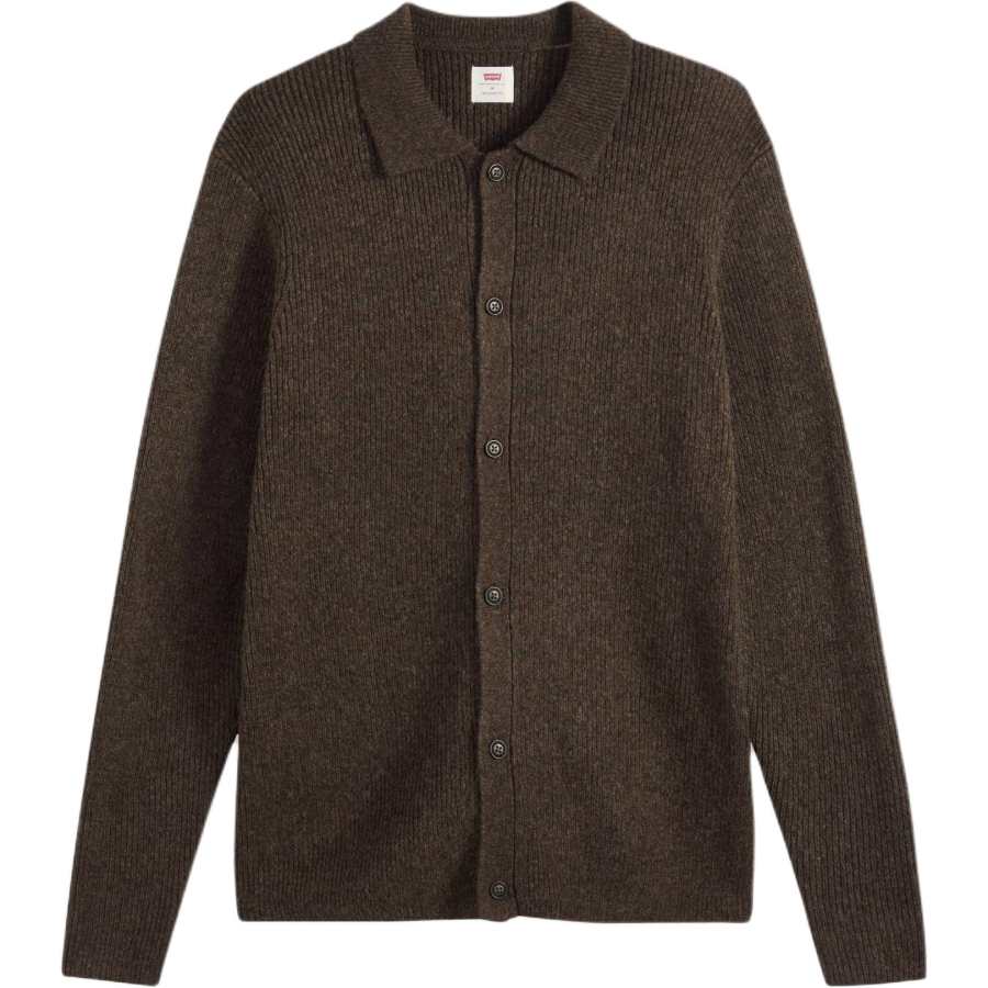 Levis Levis Sweaters Men's Brown Pointed Collar Moderate Cardigan