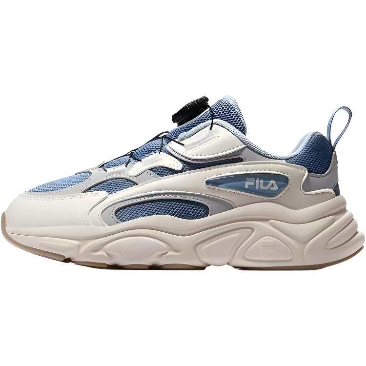 FILA KIDS Synthetic Leather, Textile Slip Resistant, Abrasion Resistant, Breathable Running Shoes Cerulean/Milk White