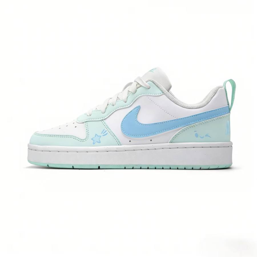Nike Nike Court Borough Cushioning Slip Resistant Low top Skateboard Shoes Unisex White Cyan
