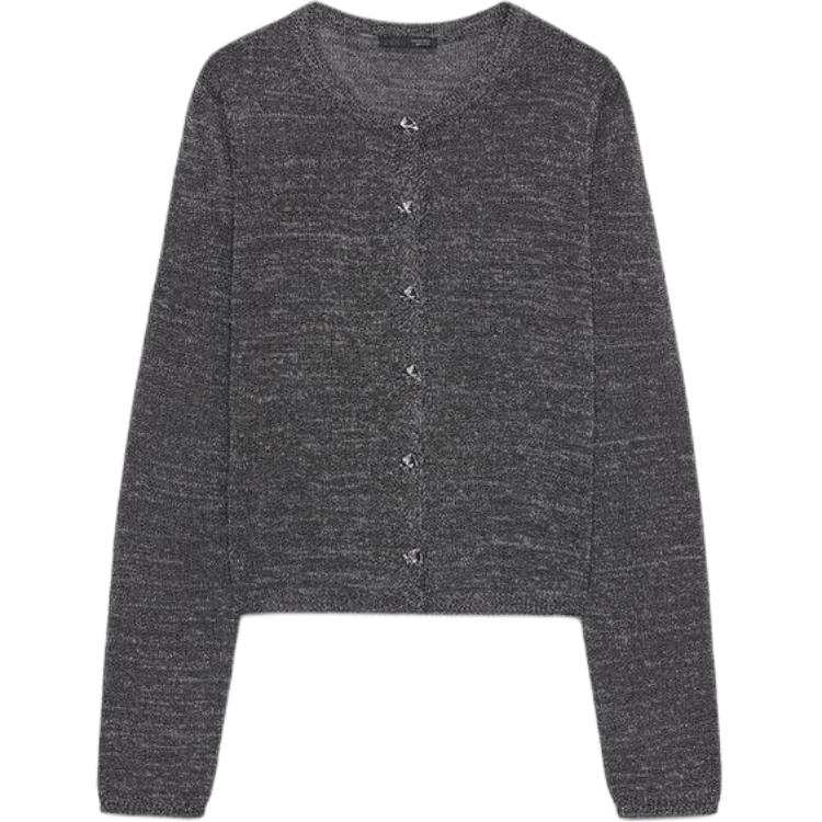 ZARA Knitwear Women's Dark Silver Crew Neck Moderate