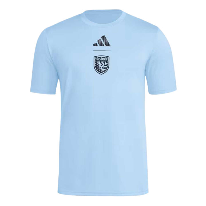 Adidas Adidas T Shirts Men's Baiya Light Blue/Mls Sje Sj5 Crew Neck Moderate