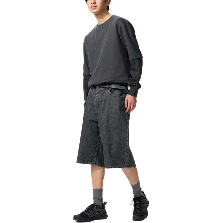 UNIQLO SS26 Denim Shorts Men's Dark Gray Moderate