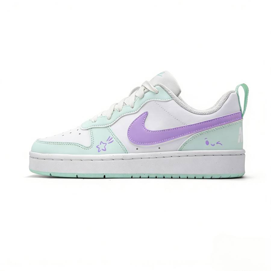 Nike Nike Court Borough Cushioning Slip Resistant Low top Skateboard Shoes Unisex White Cyan